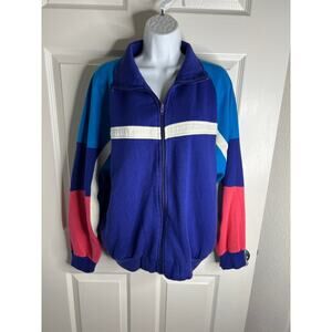 Vintage Main Event Active Sportswear Colorblock Fleece Zip Up Jacket ~ Size L